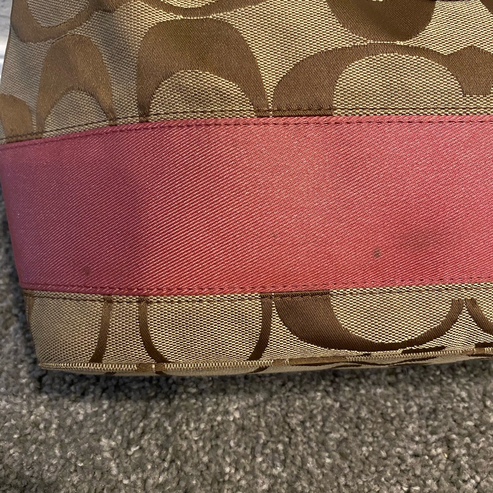 COACH signature stripe hobo shoulder bag - Picture 8 of 11
